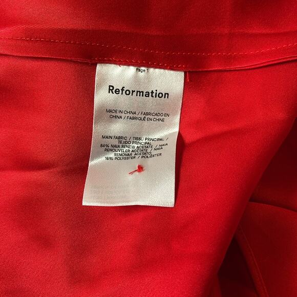 Reformation Meral Halterneck Open Back Satin Cherry Red Midi Dress Size XL - Picture 9 of 9